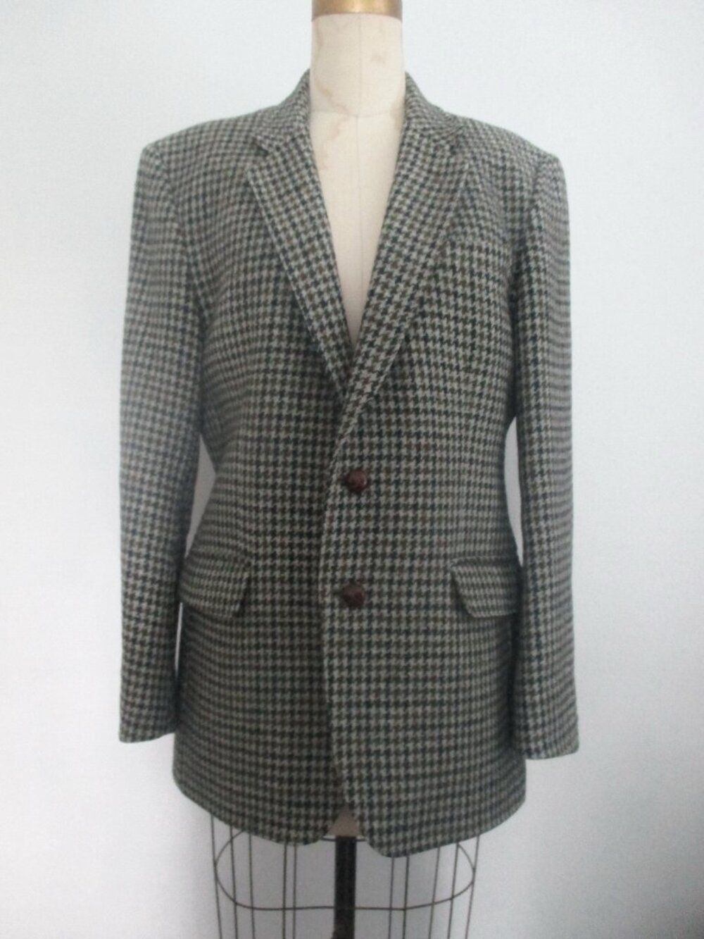 Harris Tweed Jacket Houndstooth Vintage Size 40R